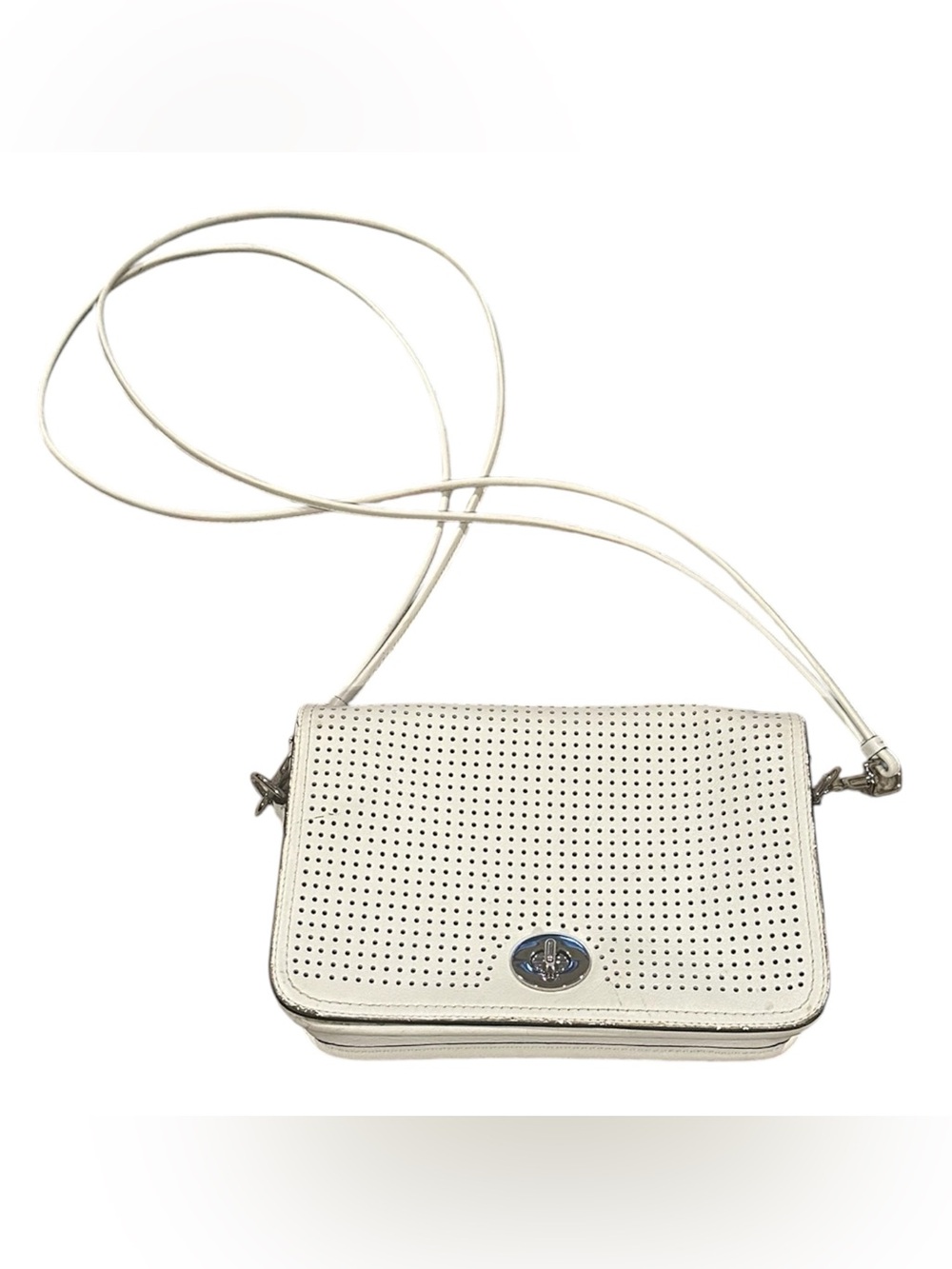 Coach Legacy Perforated Penelope Penny Leather Crossbody Pocketbook Bag